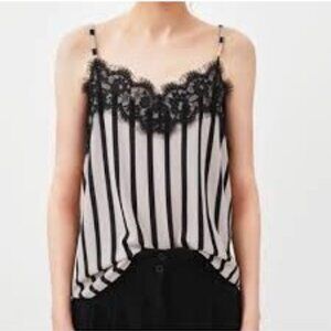 Zara Small Striped Lace Trim Cami Top